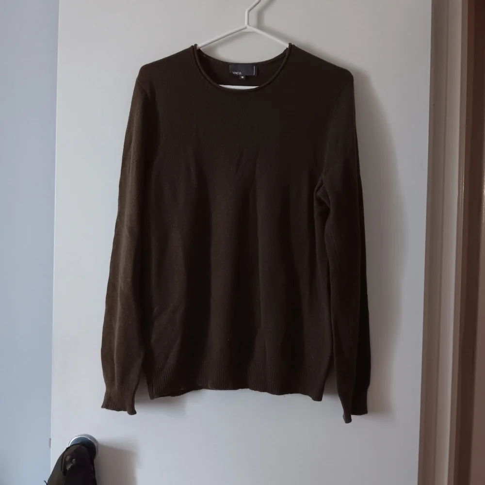 VINCE Brown Camel Hair + Wool Crew Oversized Sweater M - Picture 2 of 5